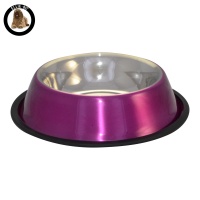 Ellie-Bo Large Stainless Steel Anti-Skid Bowl in Pink